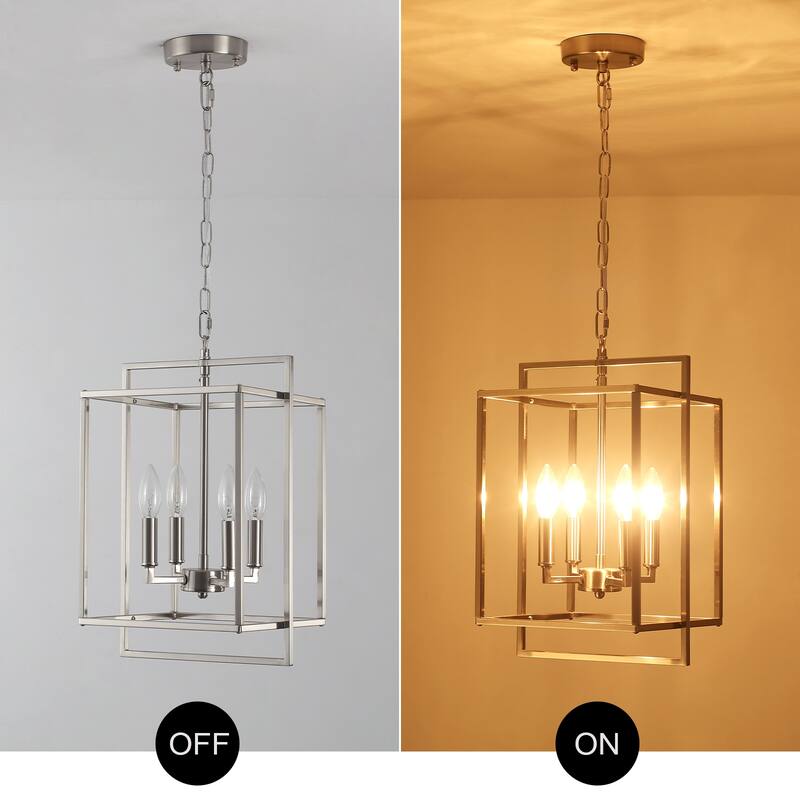 10.82inch Modern Cage 4-light Height Adjustable Metal frame chandelier for multiple spaces