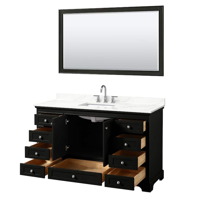 Deborah 60-inch Single Vanity, Quartz Top, 58-inch Mirror