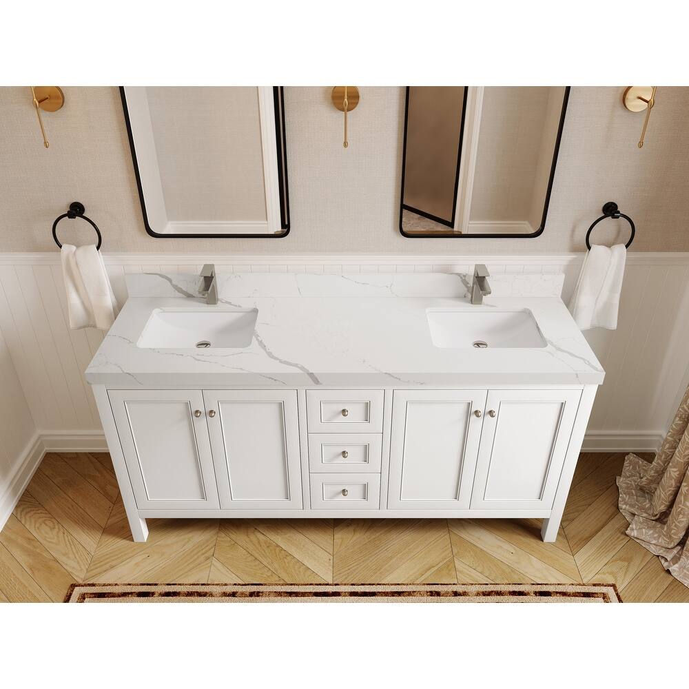 Willow Collections 72 in. W x 22 in. D Nashville Double Bowl Sink Bathroom Vanity with Countertop