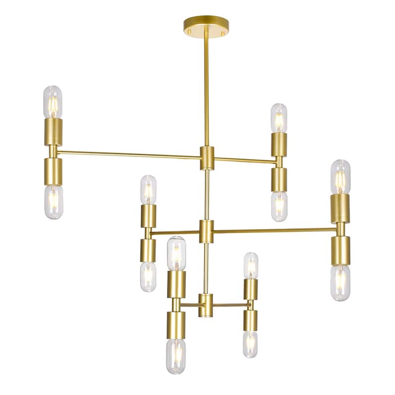 Hand Crank 12 Light Chandelier With Medallion Gold Finish - Medallion Gold - Medallion Gold