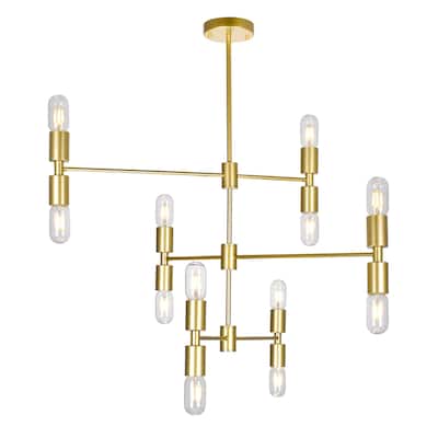 Hand Crank 12 Light Chandelier With Medallion Gold Finish - Medallion Gold
