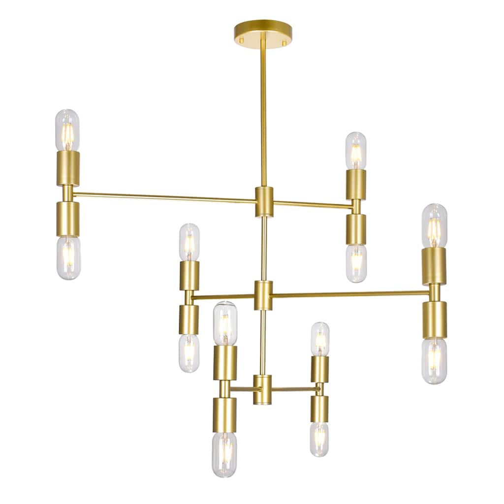 Hand Crank 12 Light Medallion Gold Chandelier - Medallion Gold