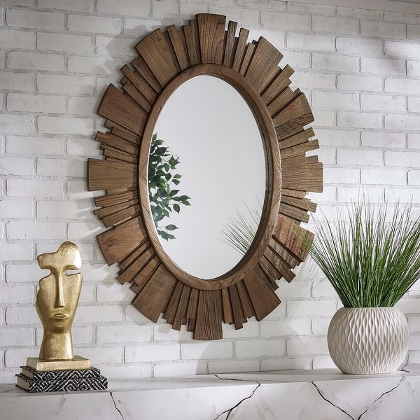 O'Malley Oval Reclaimed Wood Sunburst Wall Mirror by iNSPIRE Q Artisan -  Overstock - 31961946