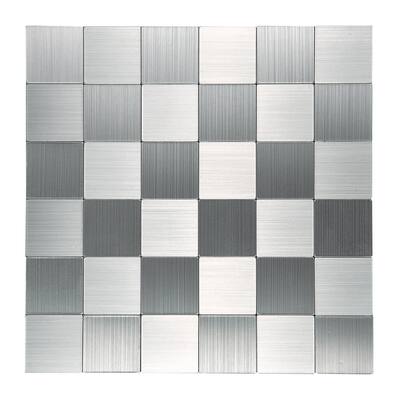 Art3d 12"x12" Peel and Stick Metal Tile-Middle Aluminum Silver(10-Pack)