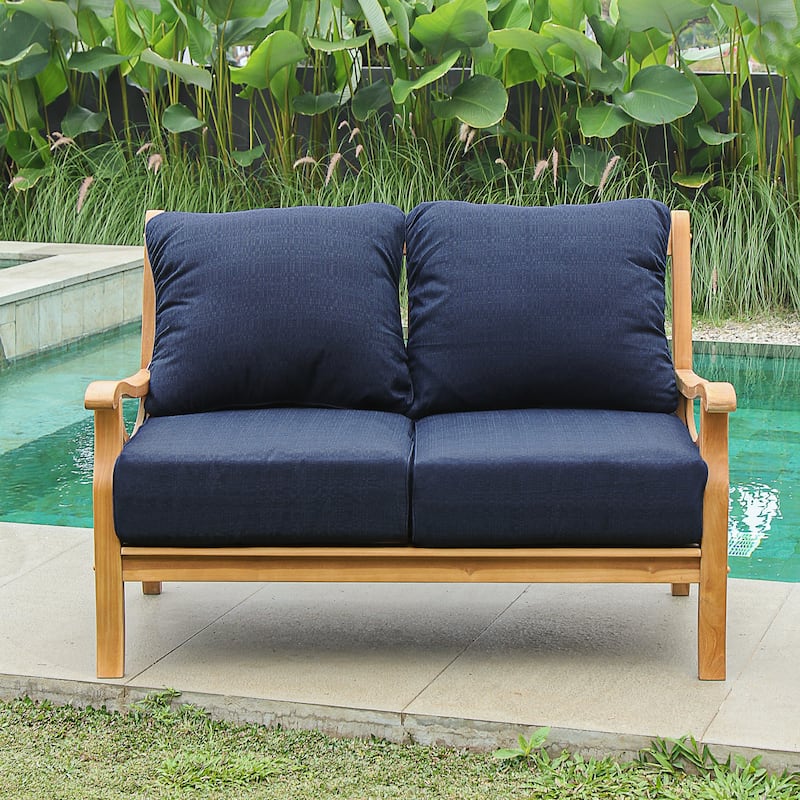 Cambridge Casual Lowell Teak Patio Loveseat with Cushion
