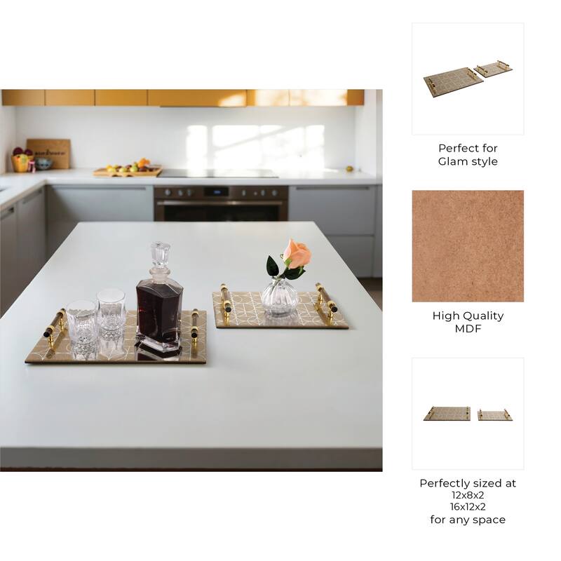 Decorative Pattern Glass Tray with Handles - Chic Home Decor - Accent Tray