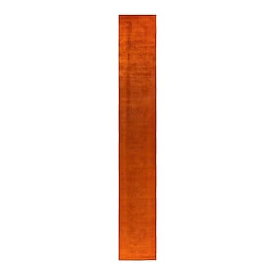 Fine Vibrance, One-of-a-Kind Hand-Knotted Runner Rug - Orange, 2' 8" x 18' 10" - 2' 8" x 18' 10"