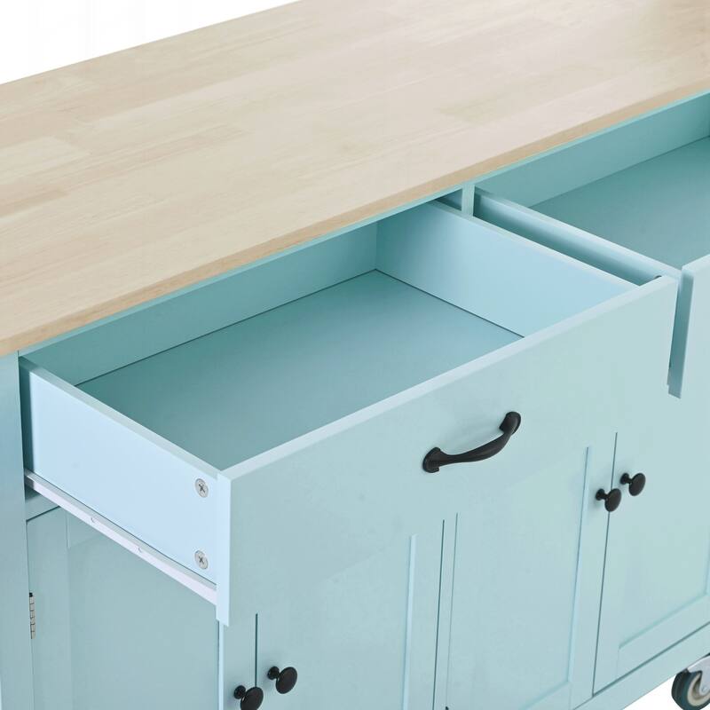 Kitchen Island Cart with Solid Wood Top and Locking Wheels