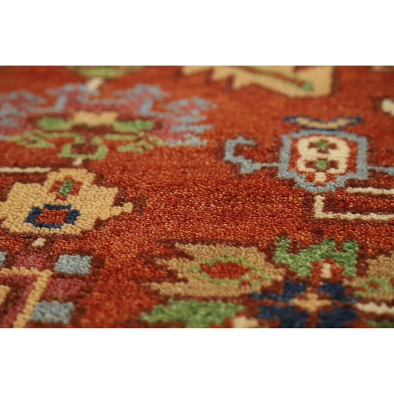 Orange Heriz Serapi Indian Area Rug Handmade Traditional Wool Carpet - 7'10" x 9'10"