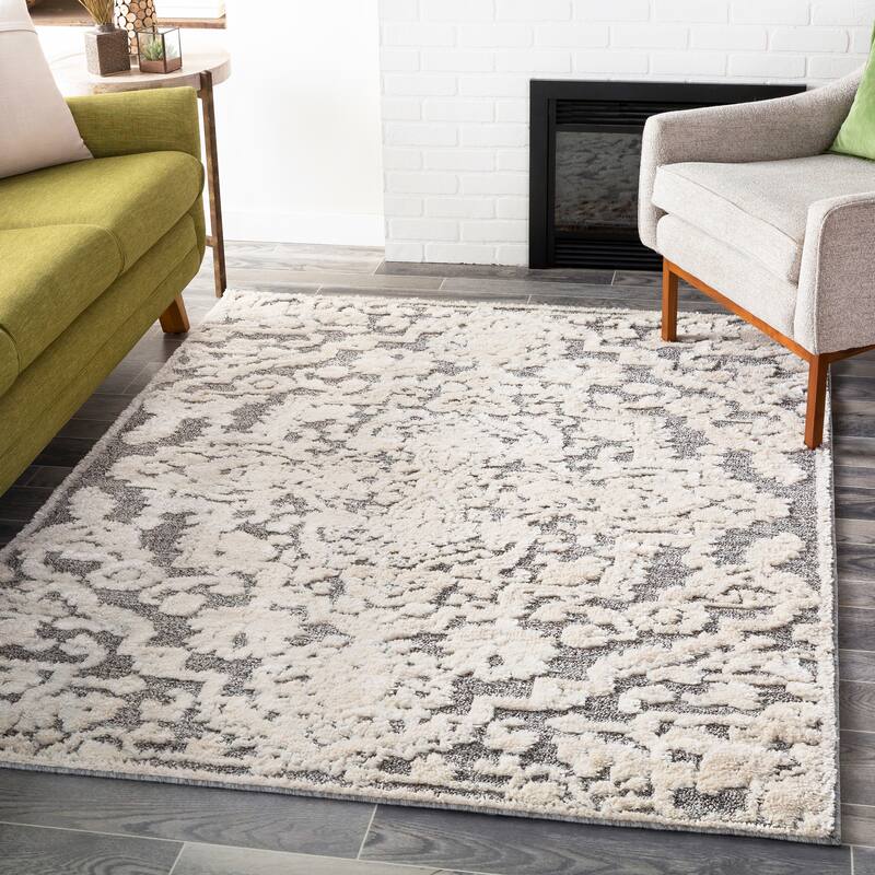 Livabliss Maizy Transitional Medallion Area Rug - Grey - 5'3" x 7'3"