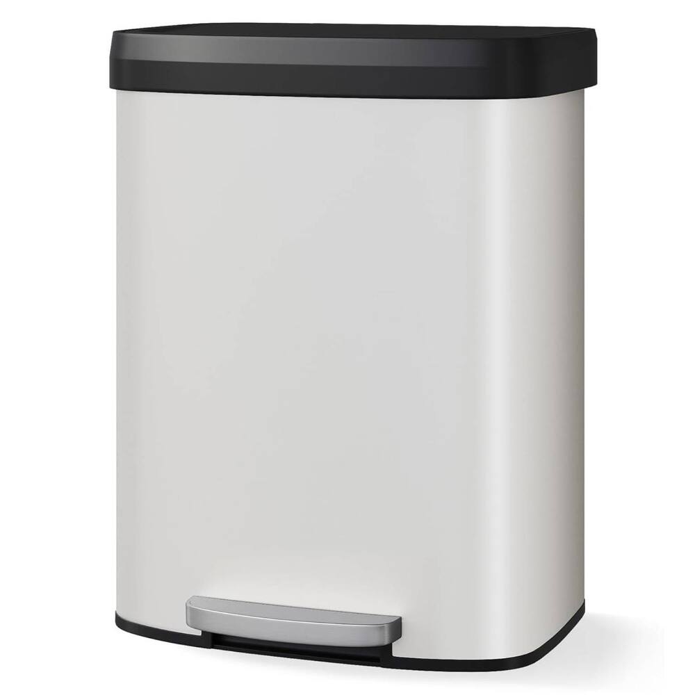 16 Gal Step-on Stainless Steel Trash Can with Soft-Close Lid for Home, Kitchen, Office