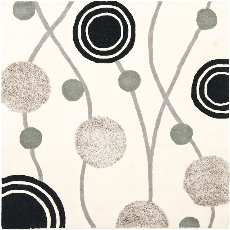 SAFAVIEH Handmade Soho Kaycee Galaxy N.Z. Wool Rug - 6' Square - Ivory/Grey