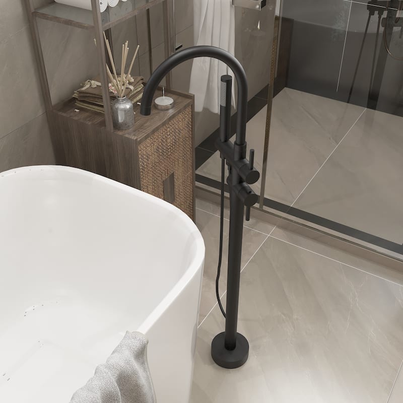 Floor Mount Bathtub Faucet Freestanding Tub Filler High Flow Shower Faucets with Handheld Shower