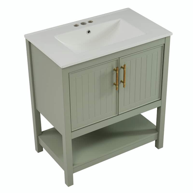 30-Inch Bathroom Vanity with Ceramic Sink and Versatile Storage