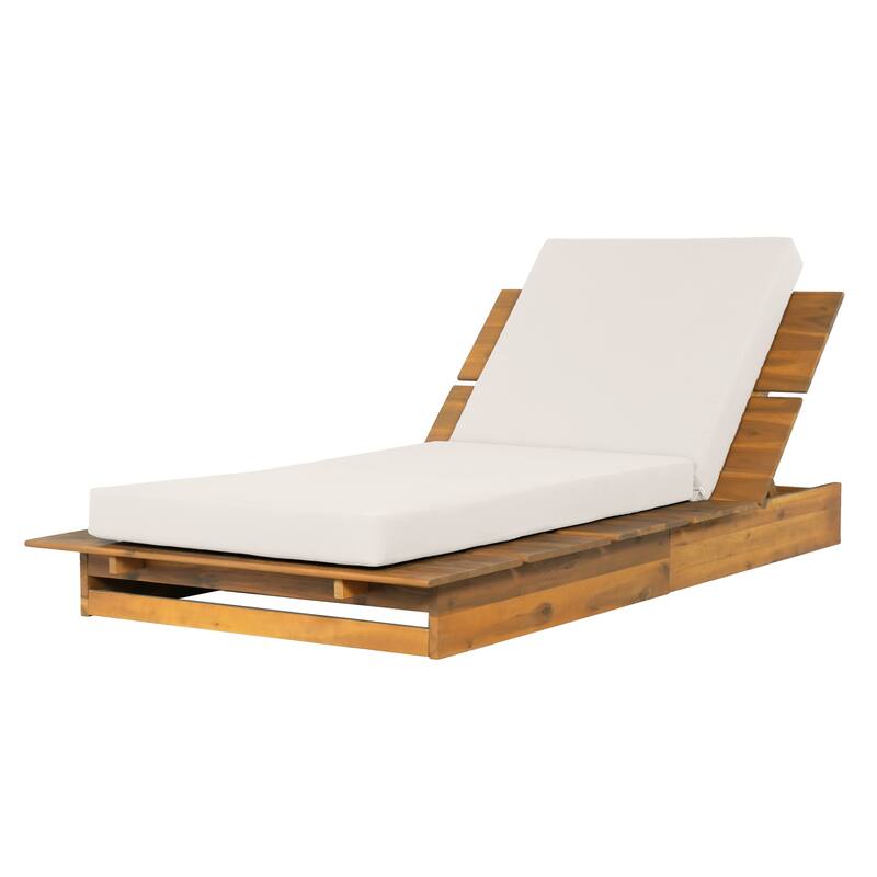 Christopher Knight Home - Modern Indoor/Outdoor Acacia Wood 3-Position Adjustable Chaise Lounge with Water-Resistant Cushion