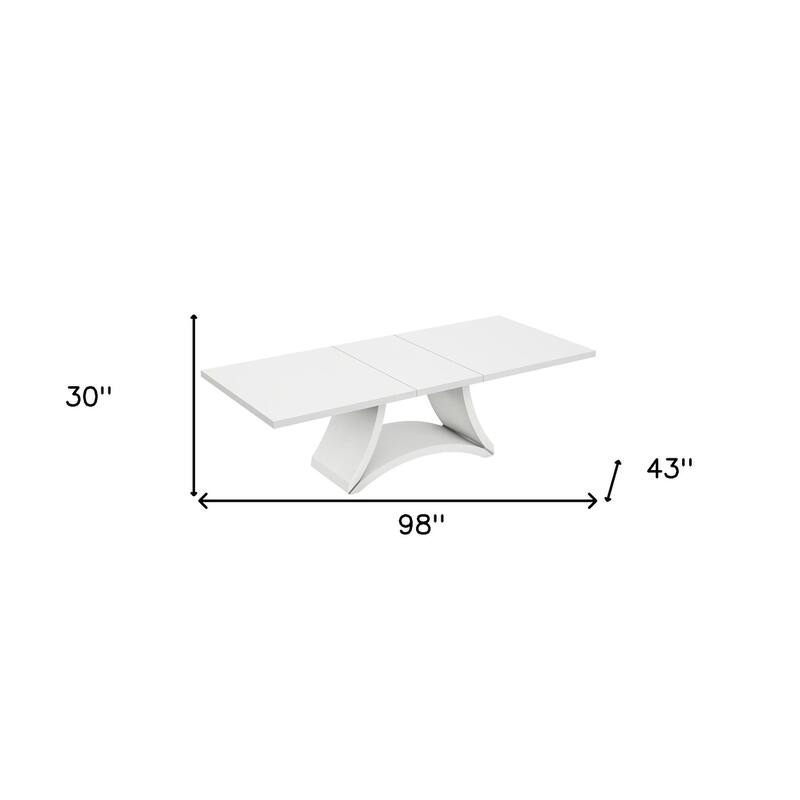 HomeRoots 98" White Solid Manufactured Wood Dining Table - 98.00 in. x 30.00 in. x 43.00 in.