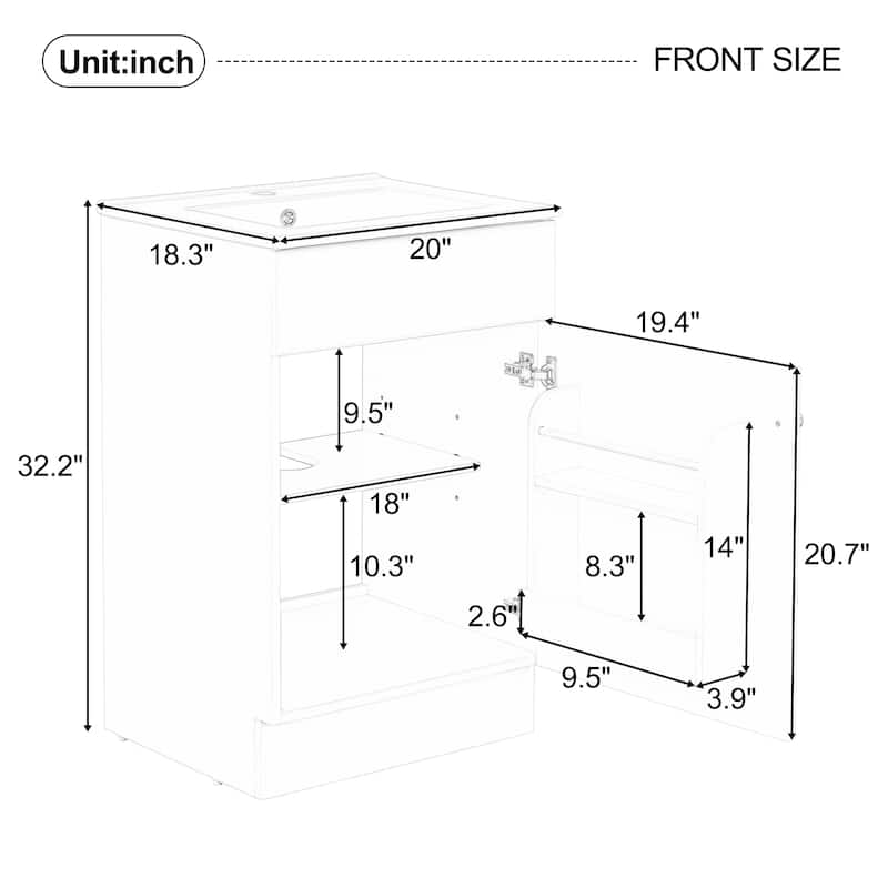 Bathroom Vanity with Sink, Vanity Set with Adjustable Shelf, Bathroom Cabinet with Storage Rack and Soft Closing Door