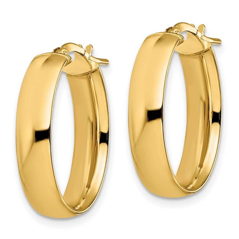 Curata 14k Yellow Gold Polished 20x6mm Oval Hoop Earrings