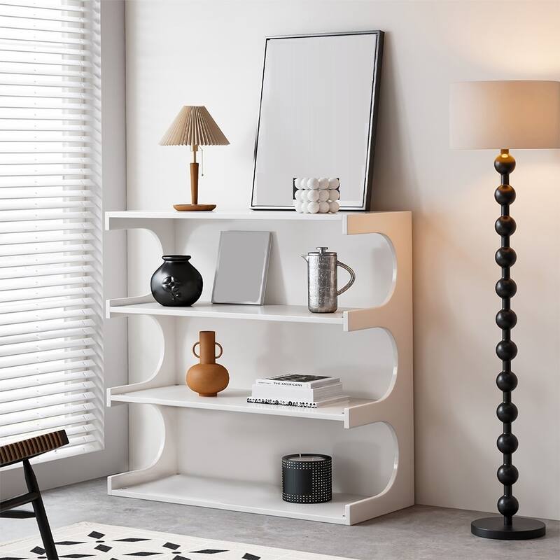 4-Tier Book Shelf Coffee Table, Multi-functional Creative Furniture Floor Bookshelf Display Stand, Minimalist Organizer Shelves