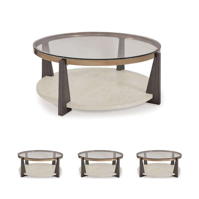 Signature Design by Ashley Frazwa Brown/Beige Coffee Table - 42"W x 42"D x 17"H