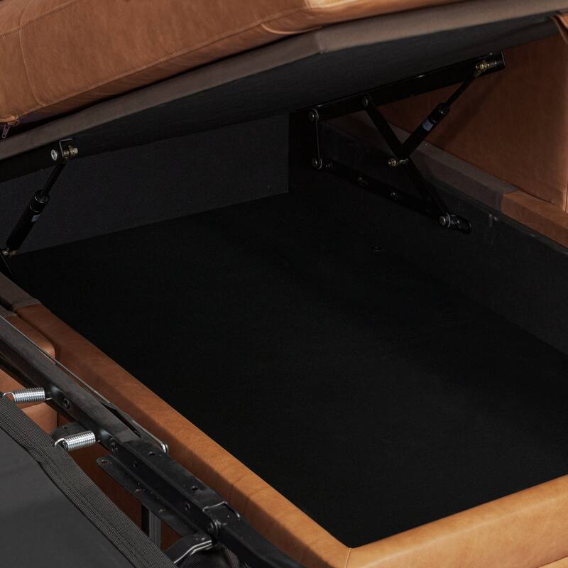 Poly & Bark Harper 113.5" Pull-Out Sleeper Sectional with Storage in Cognac Tan