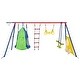 preview thumbnail 5 of 7, Interesting four function swingset with net swing and face to face metal plastic safe swing seat for age 3+