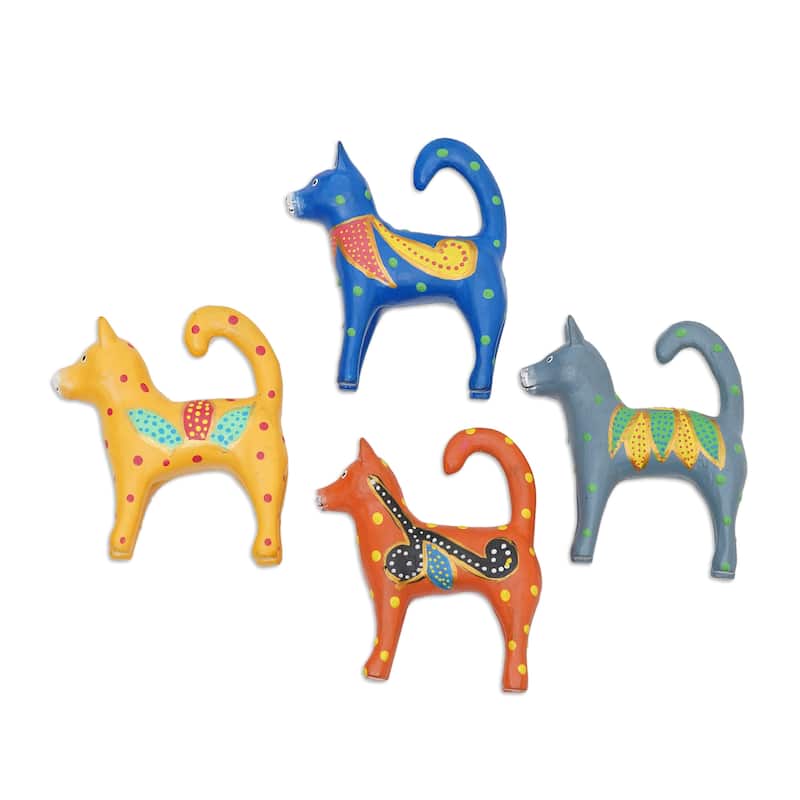 Novica Handmade Dog Tails Wood Ornaments (Set Of 4)