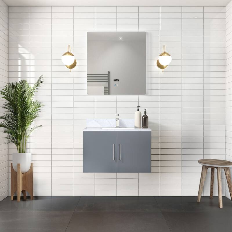Bathroom Vanity with Marble Top, Soft Close Cabinet, Spacious Storage, and Mirror Included - Scratch and Stain Resistant