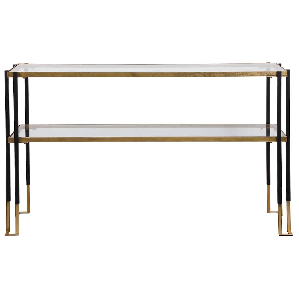 Uttermost 24978 Kentmore 14" Wide Glass Top Iron Console Table