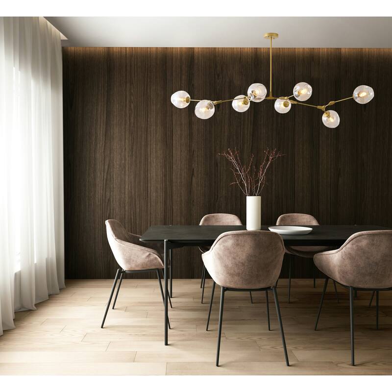 Gold Metal Chandelier With Amber Glass Shades