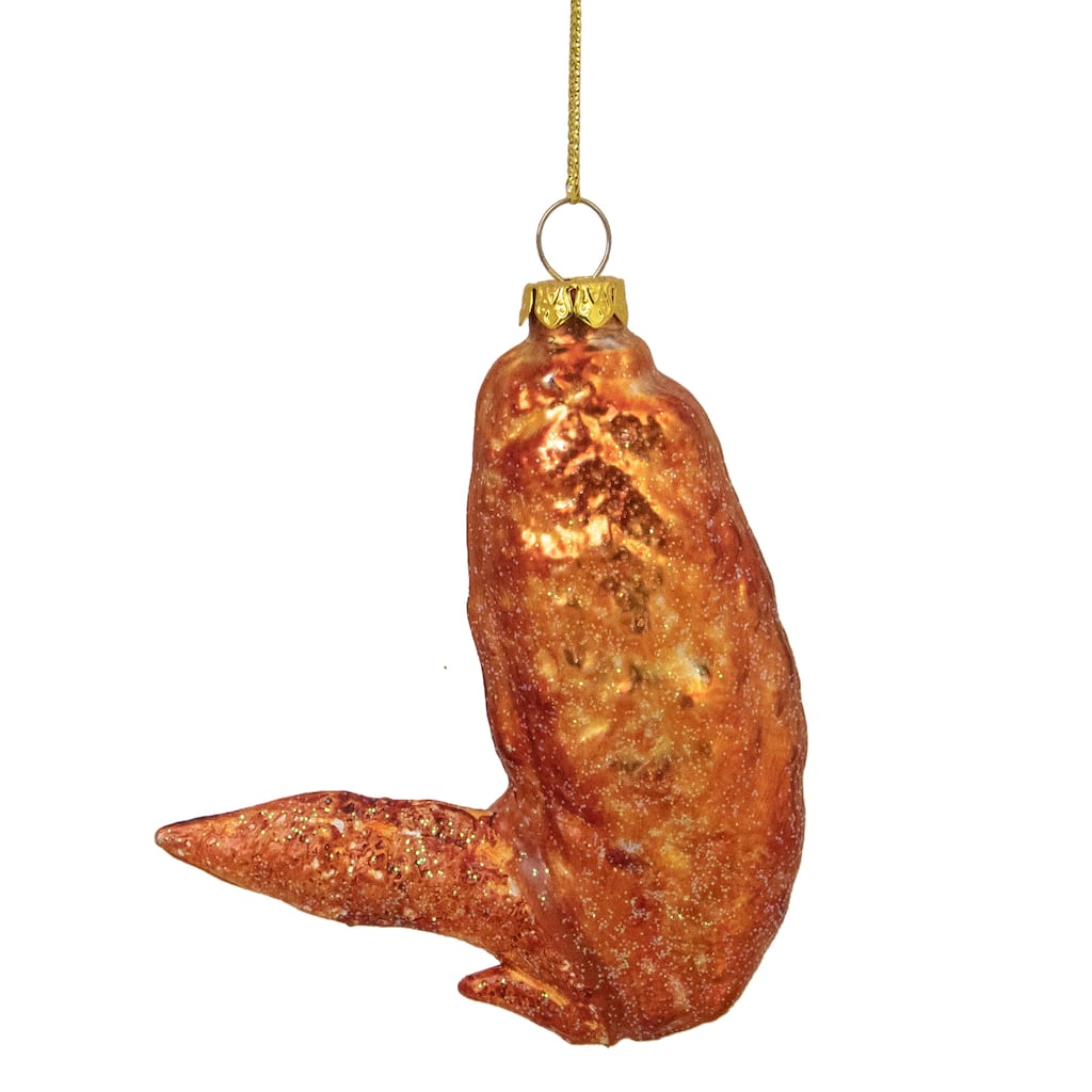 4" Buffalo Flat Chicken Wing Glass Christmas Ornament