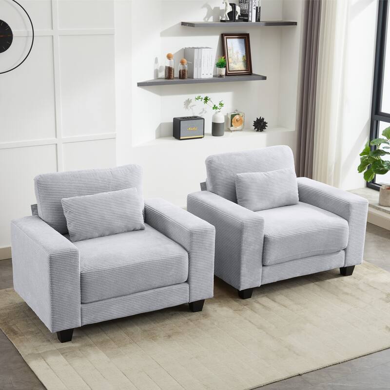 Corduroy Widened Single Sofa Chair, A Extra Lumbar Pillow