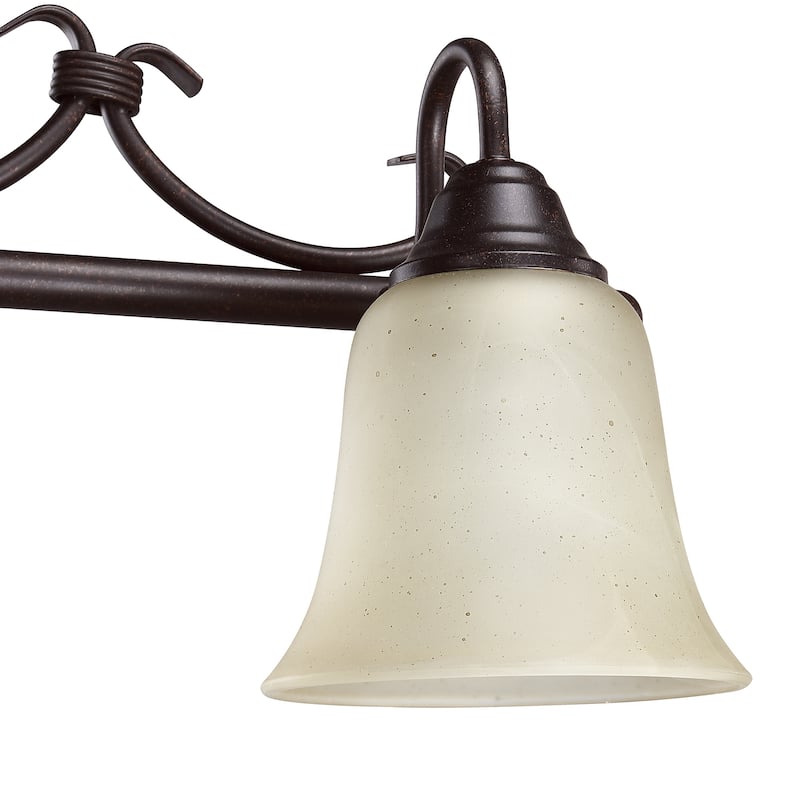 4-Light Bronze Dimmable Vanity Light with White Opal Glass Bell Shape Shades