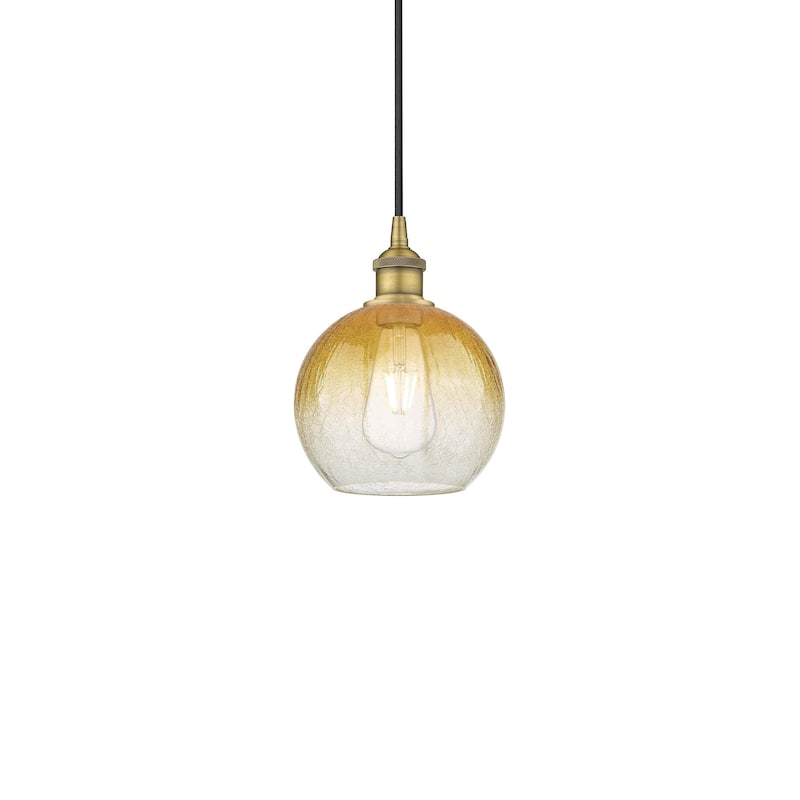 Innovations Lighting 616-1P-11-8 Brookhaven Globe Pendant Brookhaven - Brushed Brass / Amber