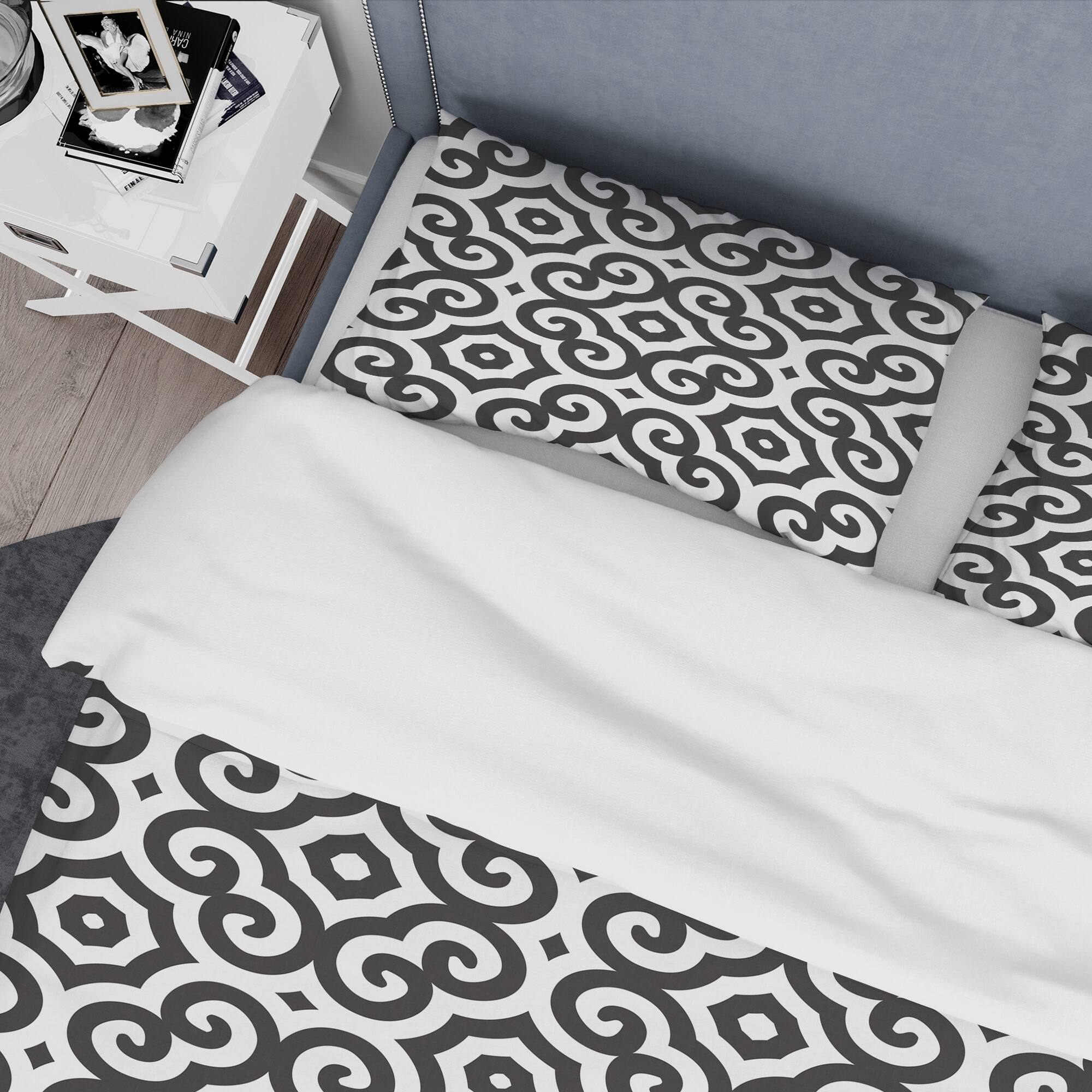 Designart 'Black And White Ethnic Pattern II' Modern Duvet Cover Set