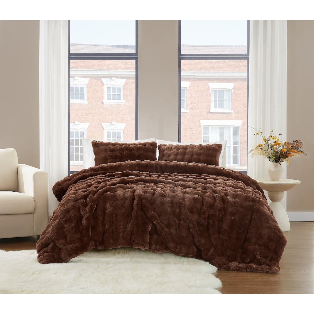 Brooklyn Loom Bubble Faux Fur 3 Piece Comforter Set