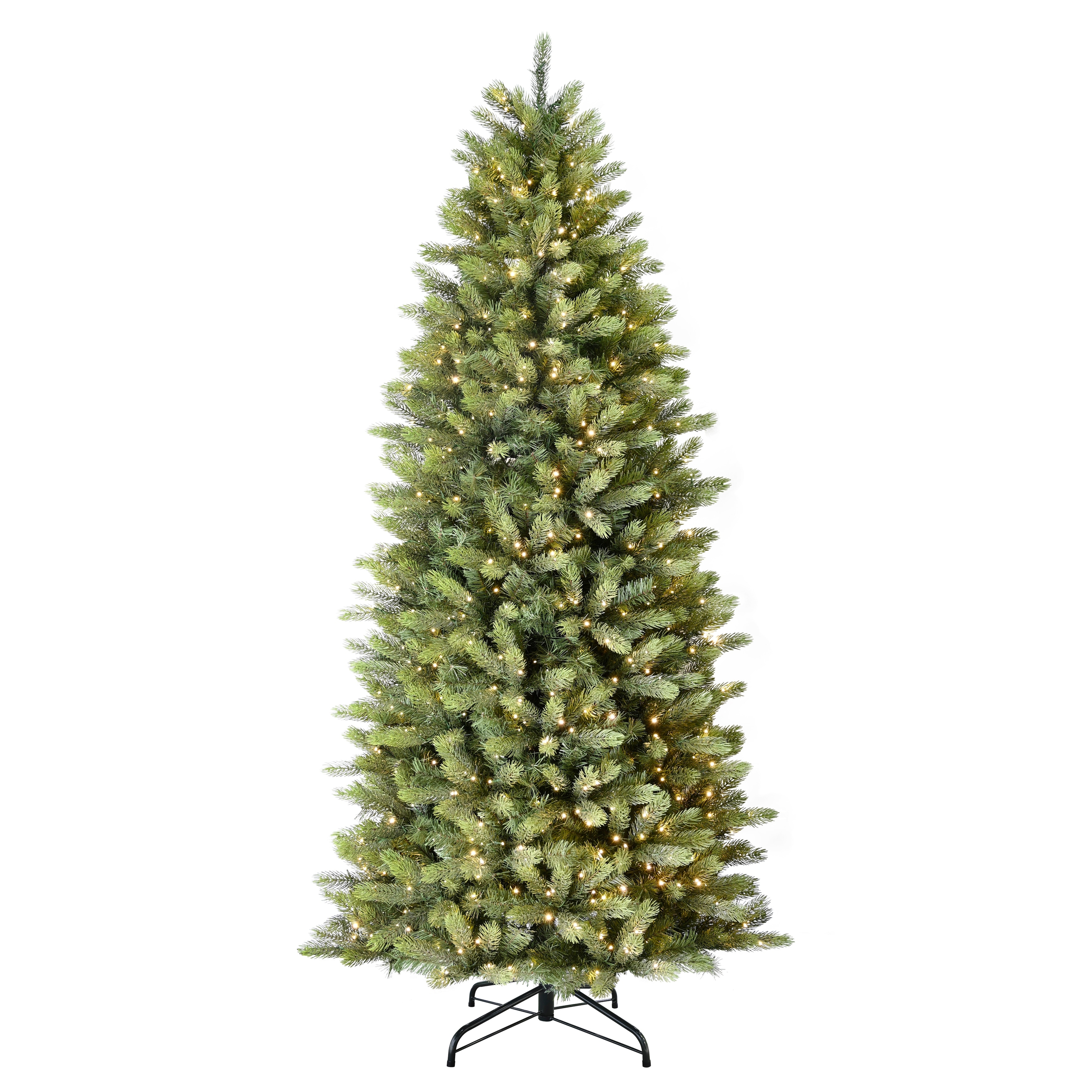 Puleo International 7.5' Pre-Lit Artificial Kensington Fir Slim Tree with 900 Dual-Color LED Lights