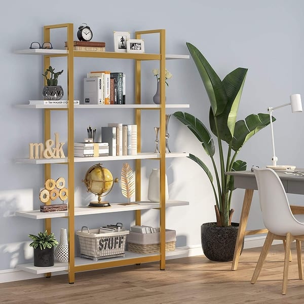 Tribesigns 5-Tier Industrial Large Open Bookcase Bookshelf