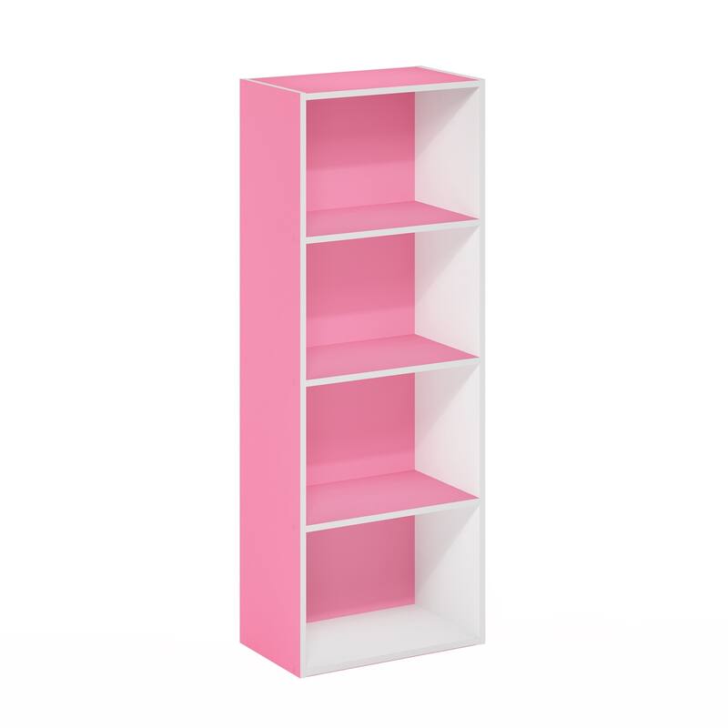 41.7 in. Tall Pink/White Wood 4-Shelf Bookcase