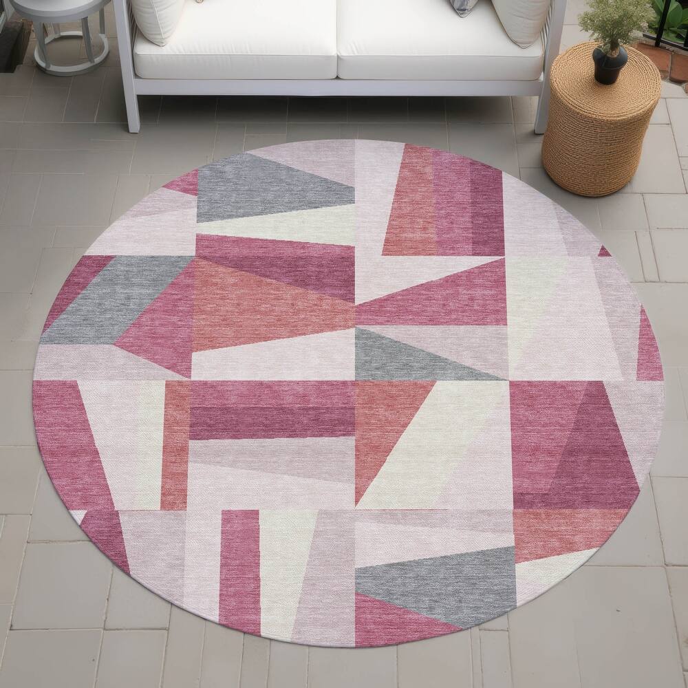 Machine Washable Indoor/ Outdoor Contemporry Mosaic Chantille Rug