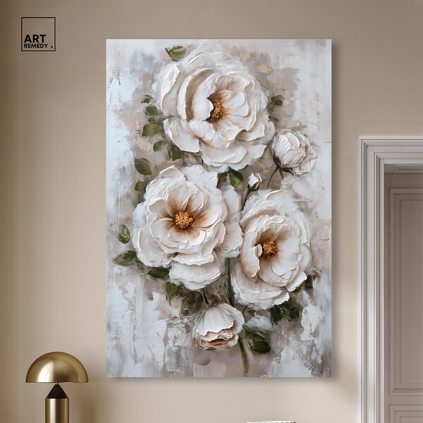 White Mirage II Floral Wall Decor Canvas Print by Art Remedy - Bed