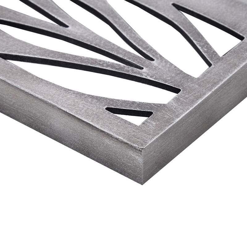 Roomfitters 2-Piece Gray Laser Cut Wood Wall Decor Set, 36x12 Plume Pattern Reclaimed Gray Dimensional Art Panels