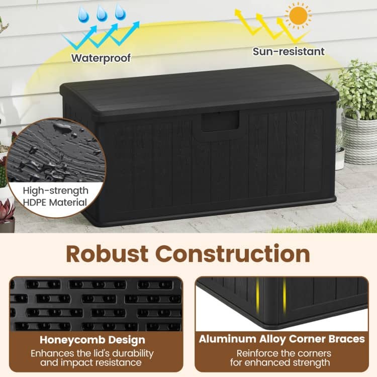 HDPE Outdoor Storage Deck Box with Aluminum Lid and Bench Top - 51" x 25" x 23"