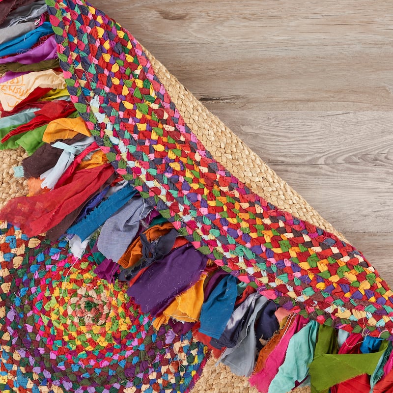 Sevita Hand-woven Jute/ Cotton Multi-colored Area Rug