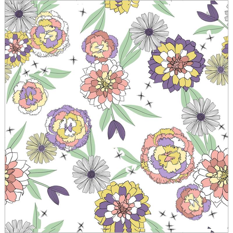 Kathy Ireland Retro Floral Bloom 71" x 72" Shower Curtain