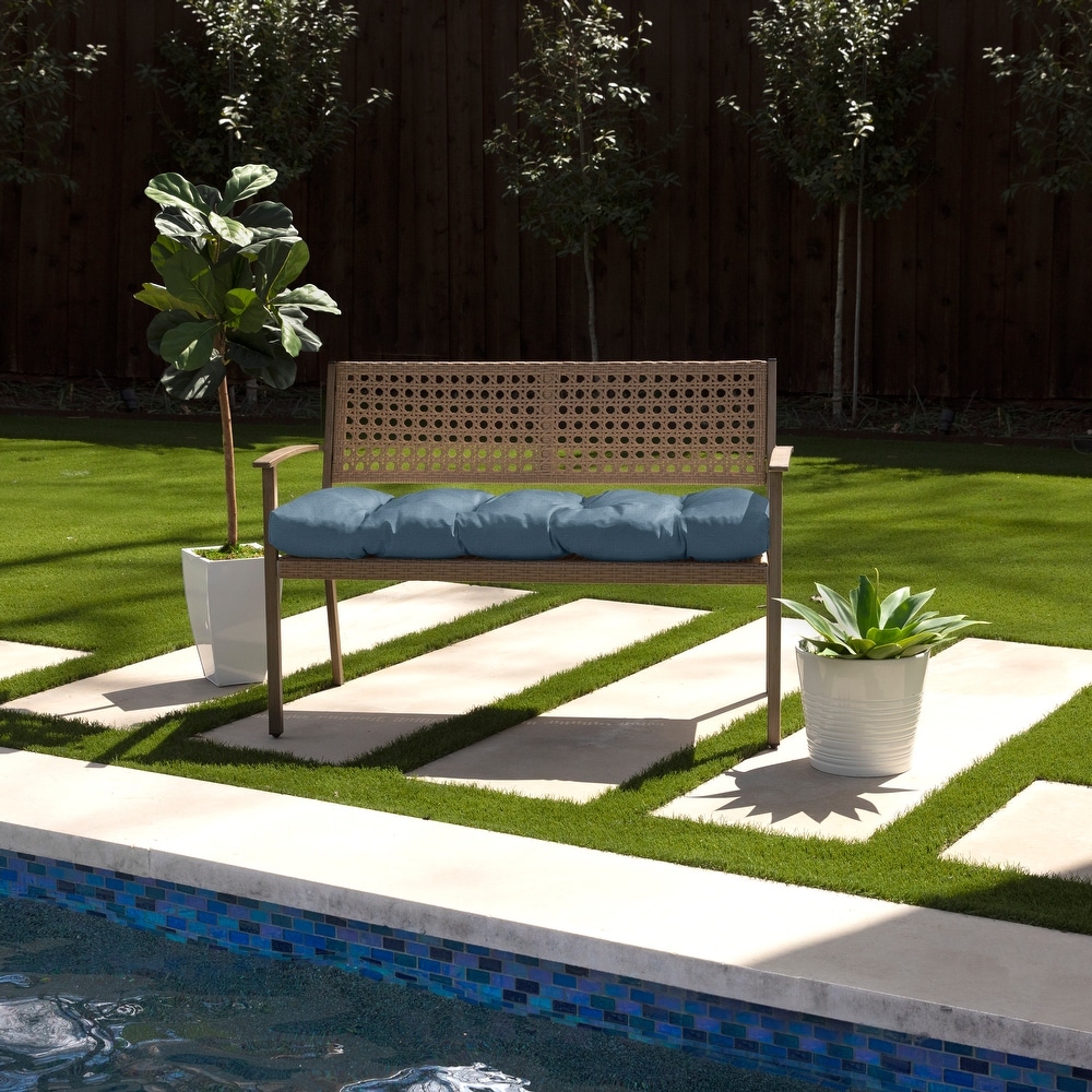 Outdoor 55" Tufted Bench Cushion Pad 55 x 18 Blue Collection For Patio Furniture 