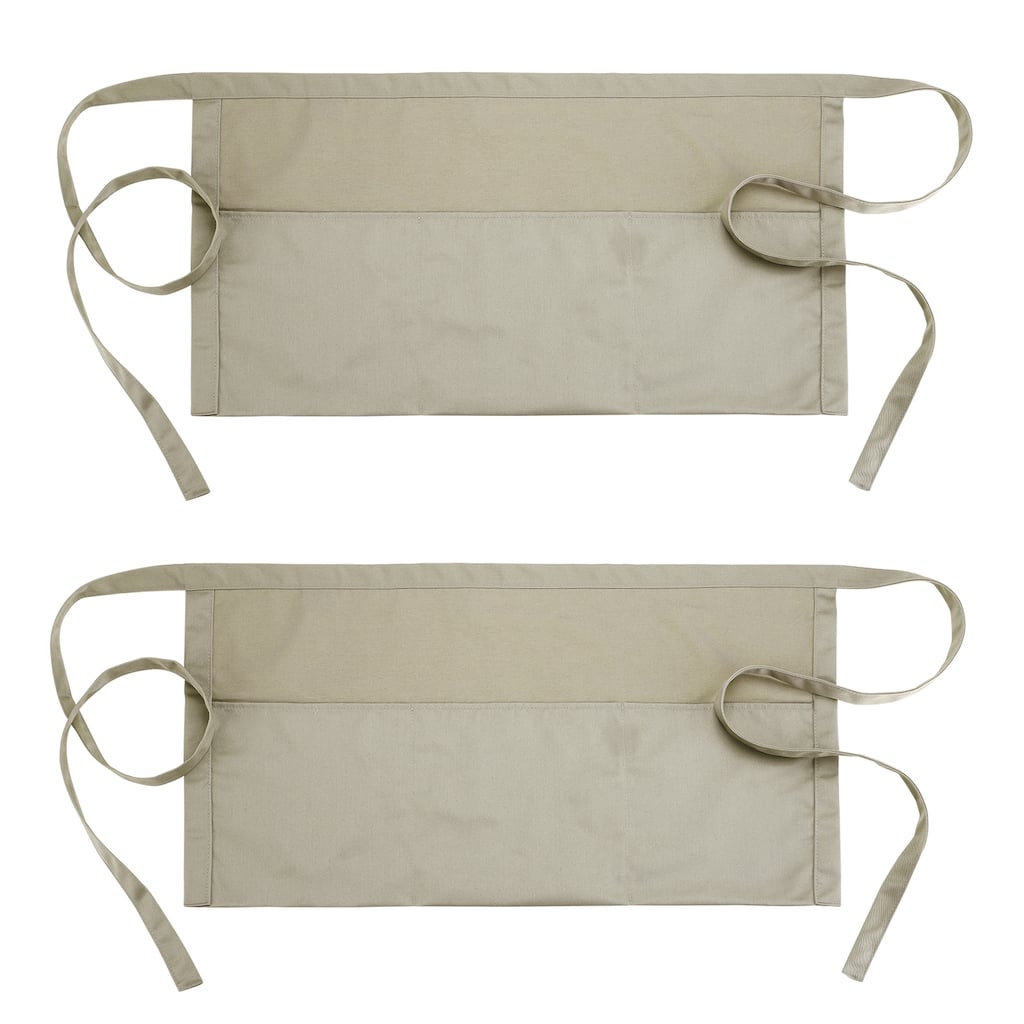 Waist Apron 12.6 x 23.1 Inch, Waitress Short Apron with Pockets - Khaki
