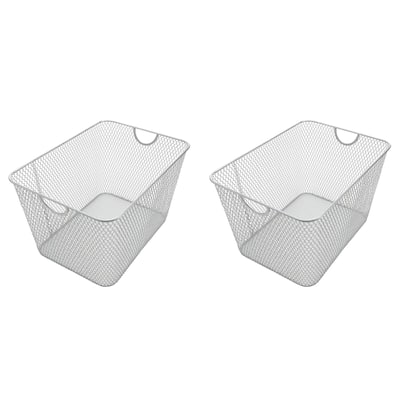 Ybm Home Wire Mesh Open Bin Shelf Storage Basket Kitchen Pantry Organizer Silver Upper: 14 in. L x 10 in. W x 8.8 in. H 2 Pack
