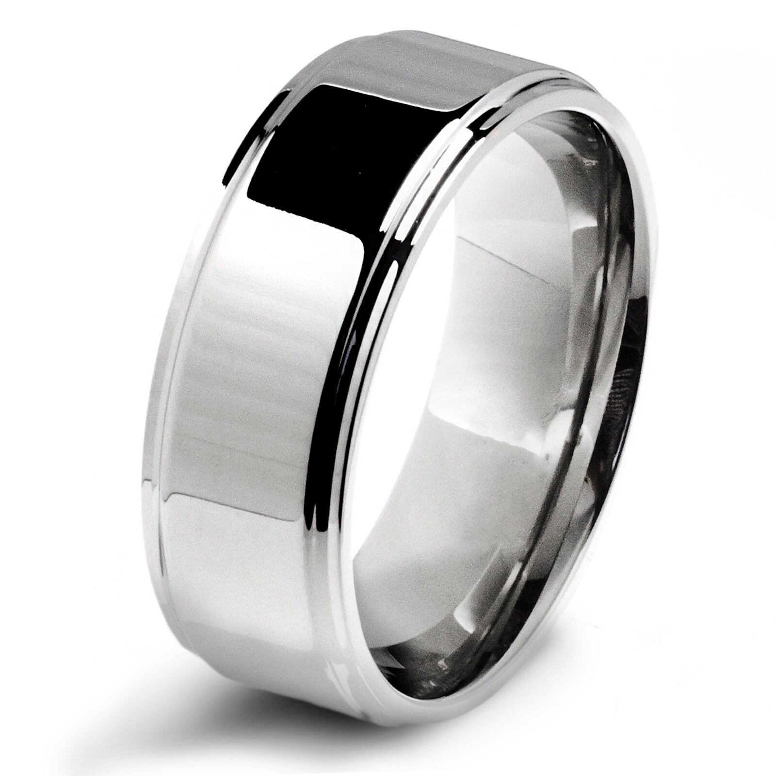 Stainless Steel Wedding Band Ring Ridged Comfort Polished 6 mm Ridged ...