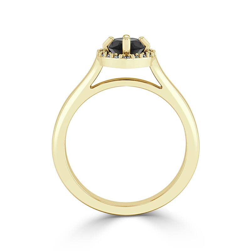 Auriya 1 5/8ct Marquise-cut Halo Black Diamond Ring 14k Gold